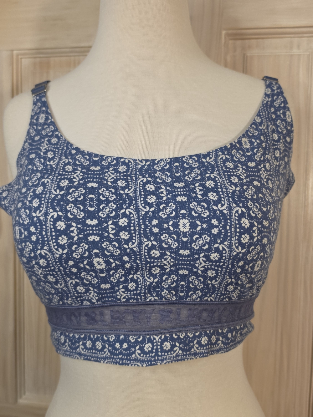 Lucky Brand Blue and White Floral Crop Tank